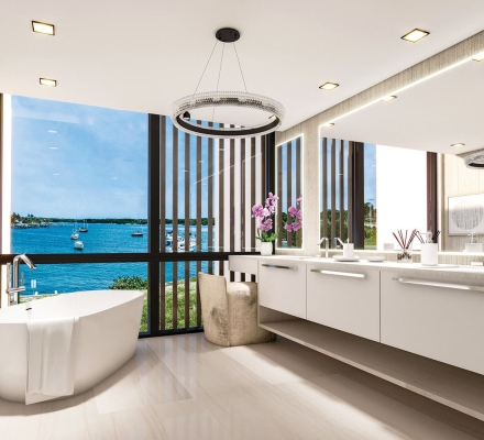 master bathroom rendering at forte luxe