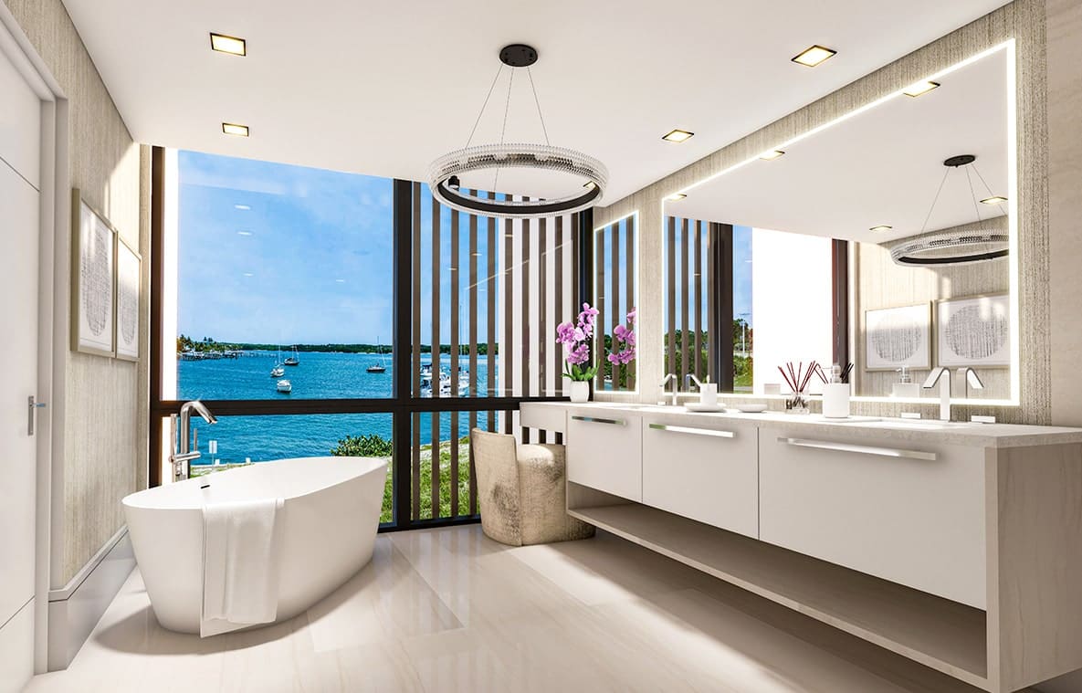 master bathroom rendering at forte luxe