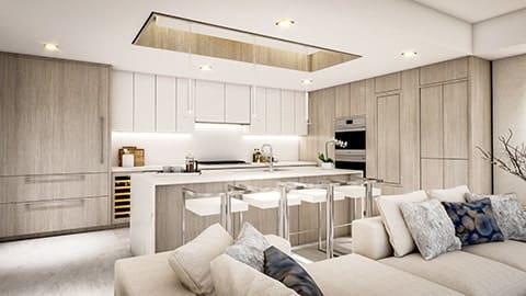 forte luxe residence kitchen rendering